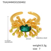 TXA244-Green zircon stamen ring-size 7 Picture6