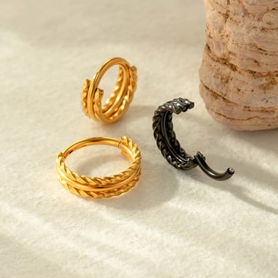 1 pieza de aretes de aro simples de acero inoxidable color dorado para mujer h5 Imagen4