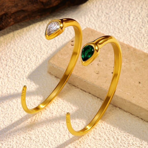 1 Piece Snake Shape Stainless Steel Gold Color Cuff Bracelet 2