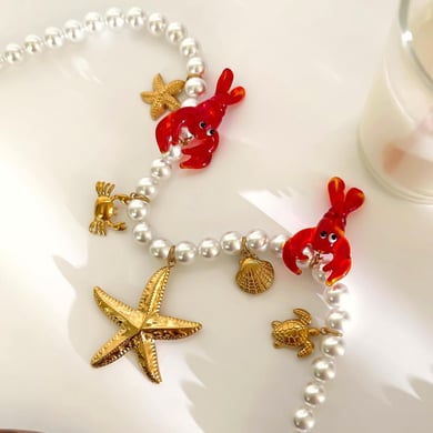 1 Piece Glaze Lobster Beaded Necklace h5 Picture4