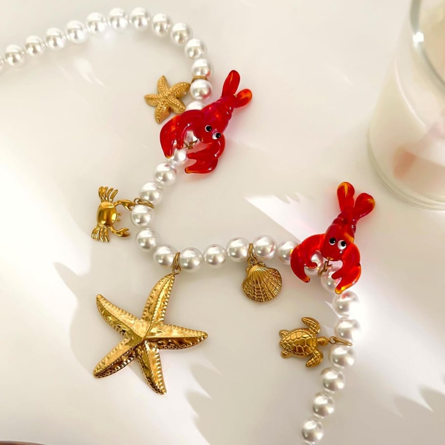 1 Piece Glaze Lobster Beaded Necklace Picture4