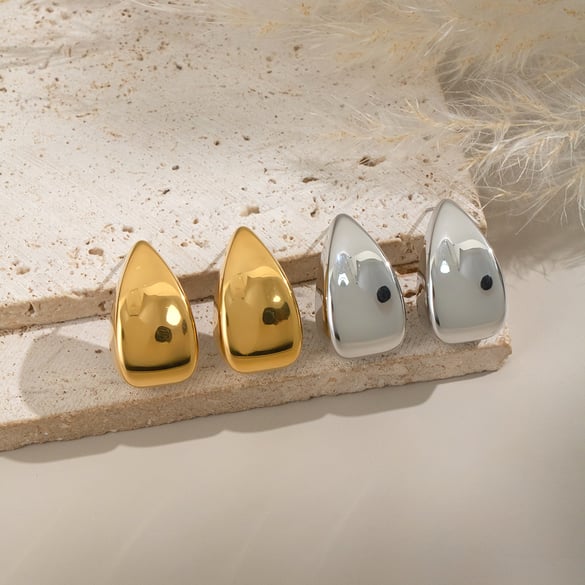 1 Pair Stainless Steel Gold Color Stud Earrings