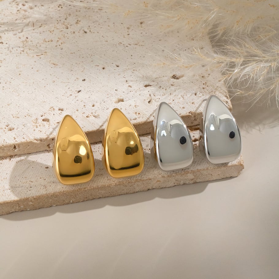 1 Pair Stainless Steel Gold Color Stud Earrings Picture2
