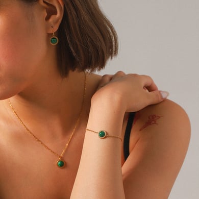 1 Piece Simple Series Daily Circle Stainless Steel  Natural Stone Women's Necklaces h5 Picture3