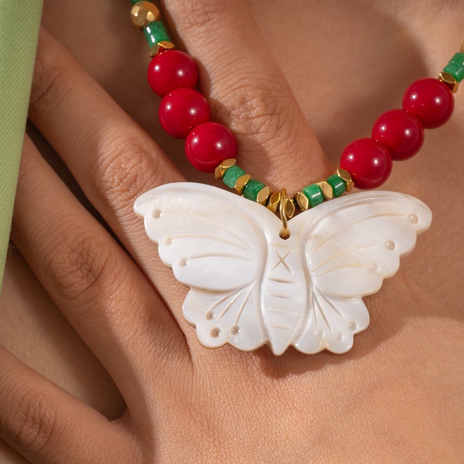 1 Piece Gorgeous Butterfly Natural Stones Women's Beaded Necklaces Picture3