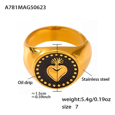 1 Piece Classic Irregular Shape Stainless Steel Gold Color Statement Rings h5 