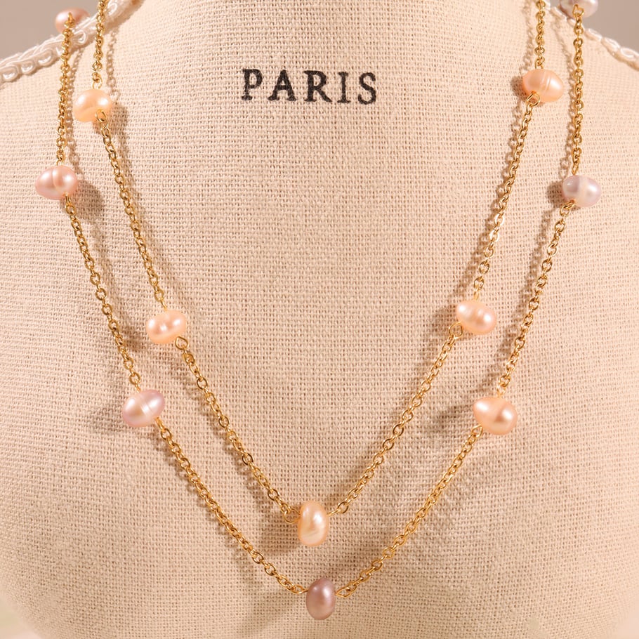 1 Piece Classic Irregular Pearl Shape Stainless Steel Gold Color Women's Chain Necklaces Picture6