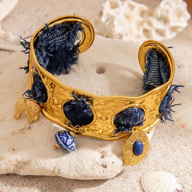 1 elegante pulsera de acero inoxidable con piedra natural para mujer. h5 Imagen4