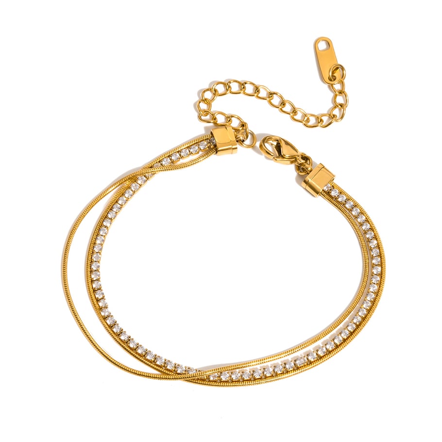1 pulsera elegante de acero inoxidable con dijes dorados para mujer. 