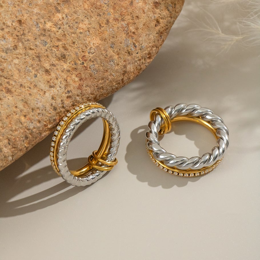 1 stuk roestvrijstalen minimalistische ring in gemengde kleuren Afbeelding3