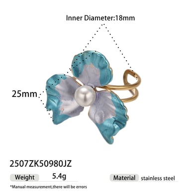 1 Piece Romantic Flower Stainless Steel Statement Ring h5 
