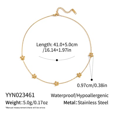 1 Piece Simple Series Daily Flower  Stainless Steel  Women's Chain Necklaces h5 