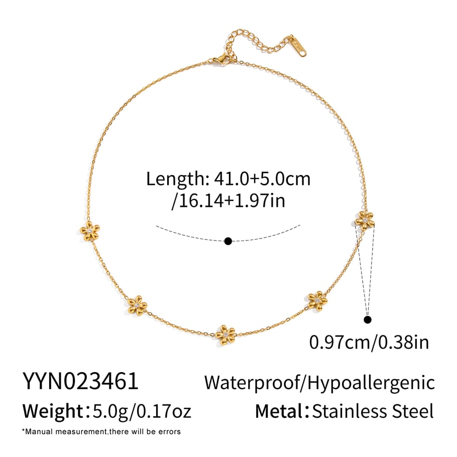 1 Piece Simple Series Daily Flower  Stainless Steel  Women's Chain Necklaces 
