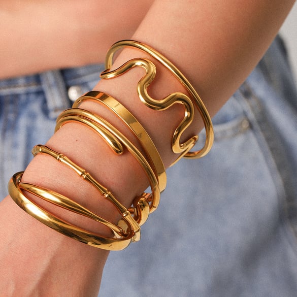 Simple Series Daily Irregular Shape Stainless Steel  Women's Bangles