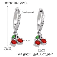 TXF327-Orecchini in acciaio con ciliegia Immagine6