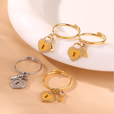 1 Piece Sweet Lock Heart Stainless Steel Gold Color Women's Pendant Necklaces h5 Picture4