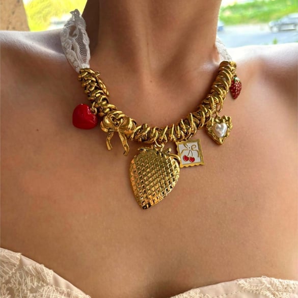 1 Piece Heart Stainless Steel Gold Color Pendant Necklace