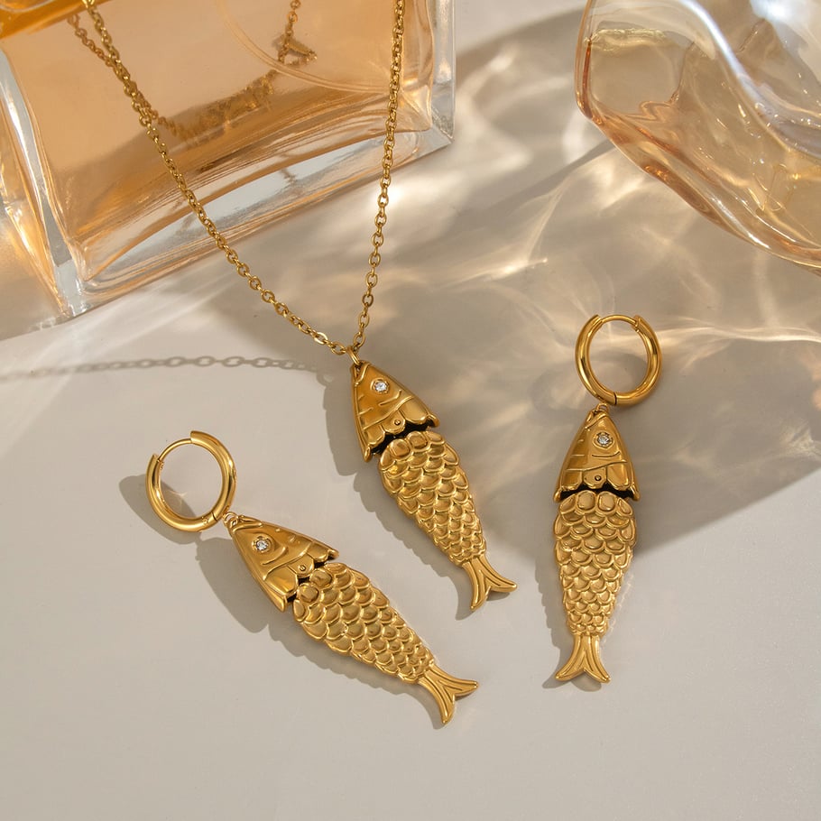 1 Piece Simple  Casual Fish Stainless Steel  Gold Color  Women's Pendant Necklaces Picture3