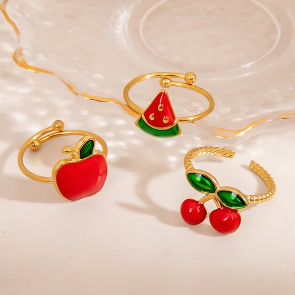 1 Piece Simple  Casual Fruit Stainless Steel Women's Statement Rings 2