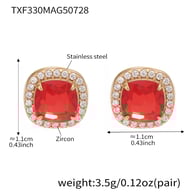 TXF330-Golden Red Zircon Earrings Picture6