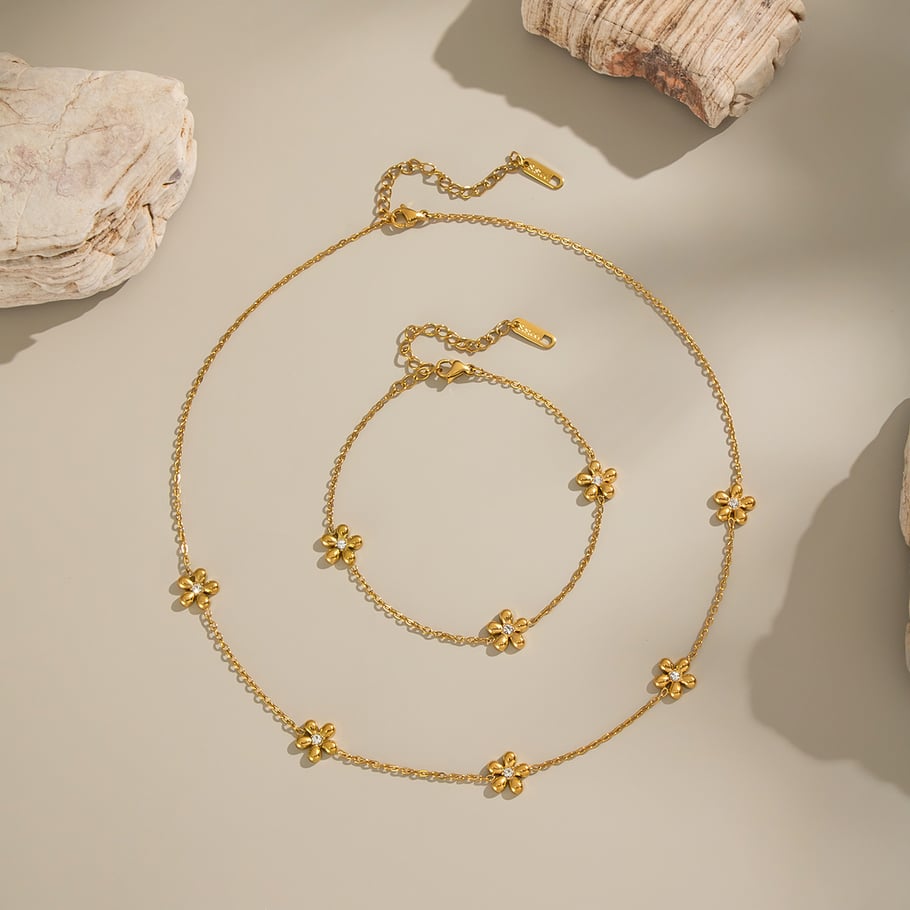 1 Piece Simple Series Daily Flower  Stainless Steel  Women's Chain Necklaces Picture3