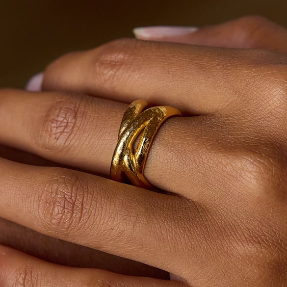 1 Stück moderne Twist Edelstahl Gold Farbe minimalistische Ringe 2