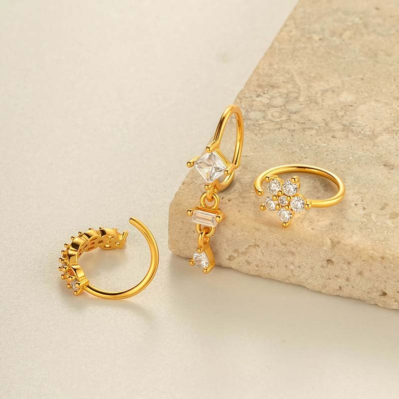 1 Piece Butterfly Copper Gold Color Zircon Nose Ring h5Picture3