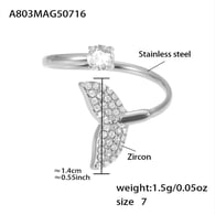Anello a coda di pesce in acciaio A803 con zirconi 5A - Misura 7/Numero 7 Immagine2