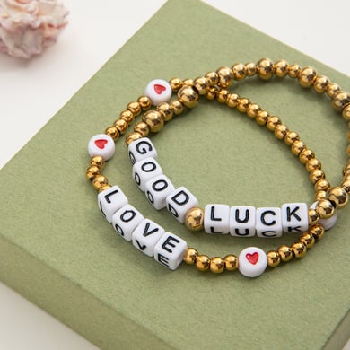 Bracelet à perles en acier inoxydable pour femme, motif lettre classique, 1 pièce h5 Image6