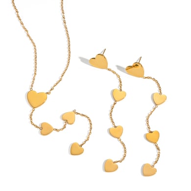 1 Paar einfache Herz-Edelstahl-Goldfarben-Damenketten h5 Bild4