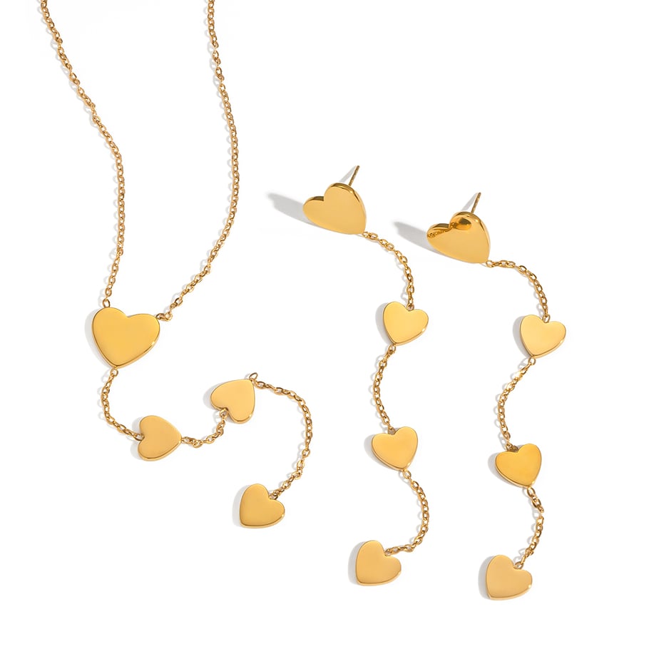 1 Paar einfache Herz-Edelstahl-Goldfarben-Damenketten Bild4