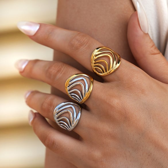 1 Piece  Simple Strip Stainless Steel  Gold Color  Minimalist Rings