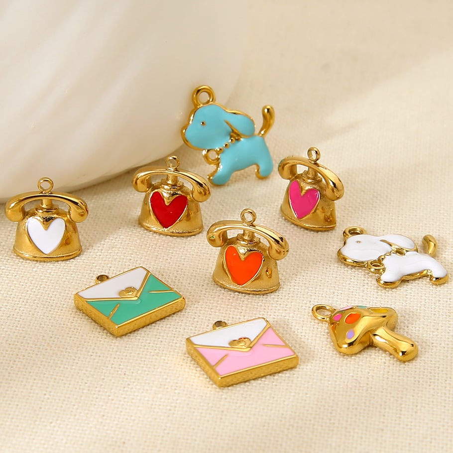 1 Pair Romantic Series Cute Heart Stainless Steel  Pendants Picture2