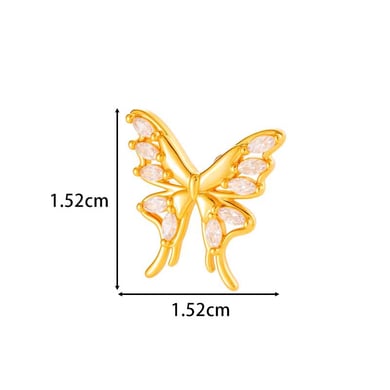 1 stuk vlinder koper goudkleurige zirkoon piercing oorbel h5 Afbeelding2