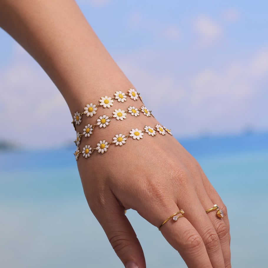 1 Piece Sweet Daisy Stainless Steel Gold Color Women's Necklaces Sets Picture3