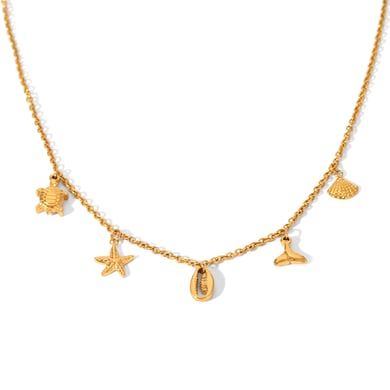 1 Piece Oceanic Turtle Stainless Steel Gold Color Women's Pendant Necklaces h5 