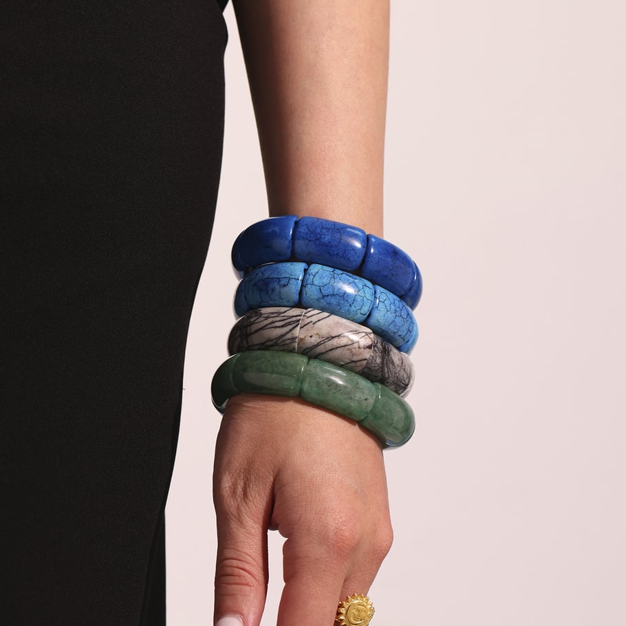 1 Piece Classic Series Simple Circle Natural Stones Women's Bangles Picture3