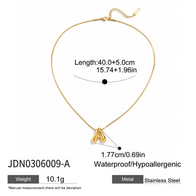 Collar con colgante de letra clásica de acero inoxidable color dorado para mujer, 1 pieza h5 Imagen2