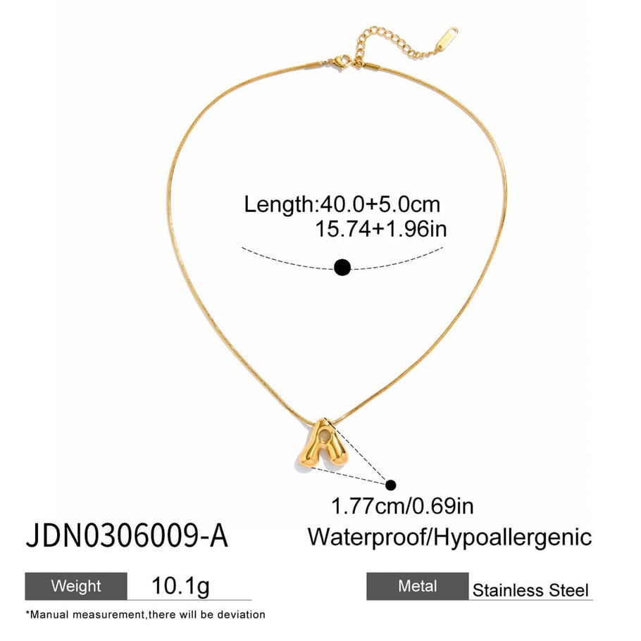 Collar con colgante de letra clásica de acero inoxidable color dorado para mujer, 1 pieza Imagen2