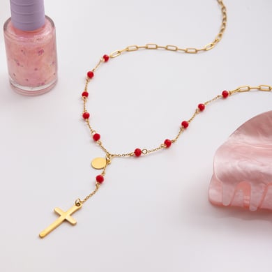 1 stuk Personality Cross roestvrij staal goudkleurige dames hanger kettingen h5 Afbeelding5