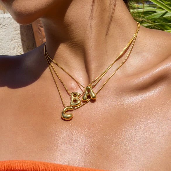 1 Piece Classic Letter Stainless Steel Gold Color Women's Pendant Necklaces 2