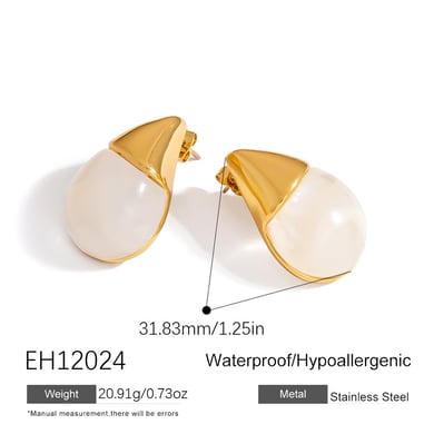 1 par de pendientes de botón de acero inoxidable con forma irregular de gota de flor para mujer h5 Imagen2