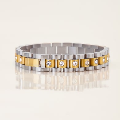 Bracelet chaîne en acier inoxydable doré pour femme, motif patchwork classique, 1 pièce h5 Image6