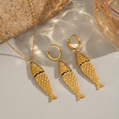 1 Piece Simple  Casual Fish Stainless Steel  Gold Color  Women's Pendant Necklaces h5 Picture2