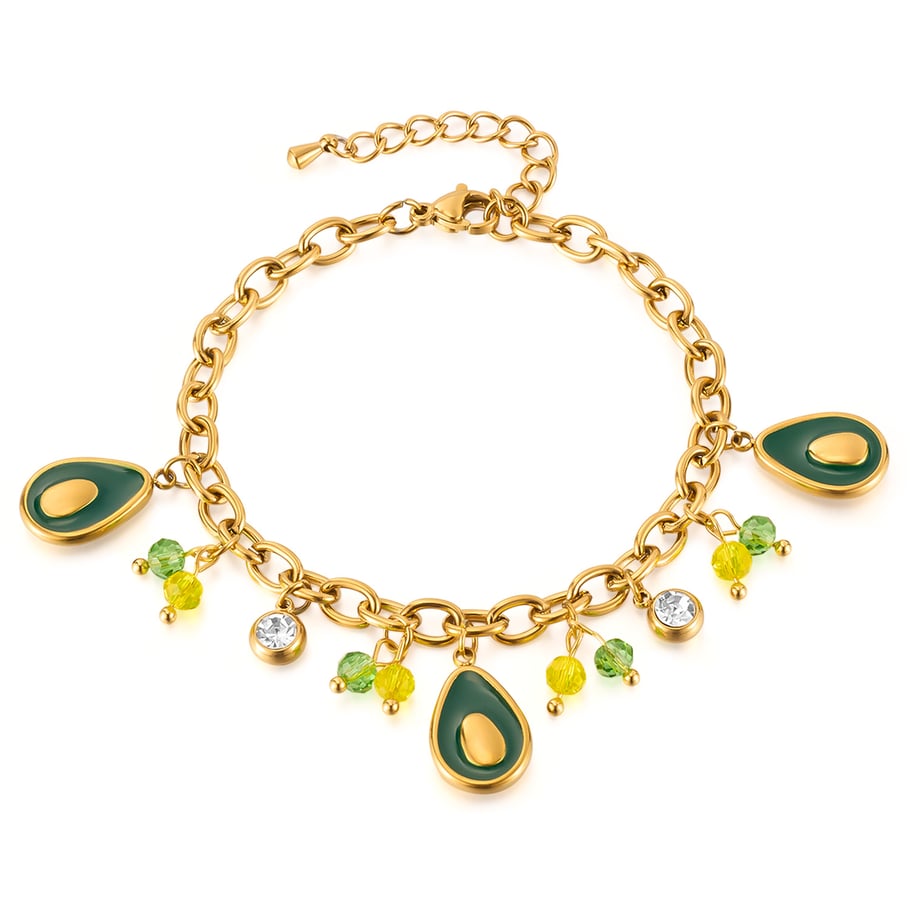 1 Piece Daily Avocado Stainless Steel Gold Color Women's Charm Bracelets 