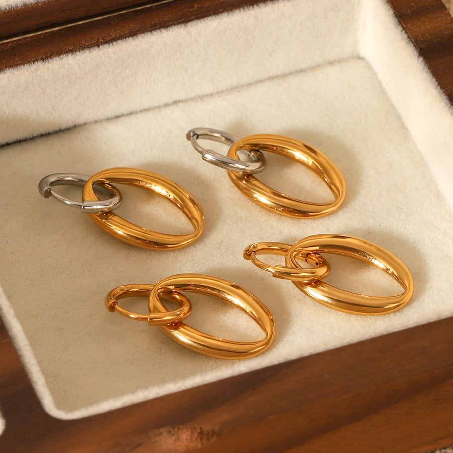 1 Pair Simple Series Daily Geometric Stainless Steel  Women's Hoop Earrings Picture6