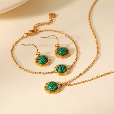 1 Piece Simple Series Daily Circle Stainless Steel  Natural Stone Women's Necklaces h5 Picture6