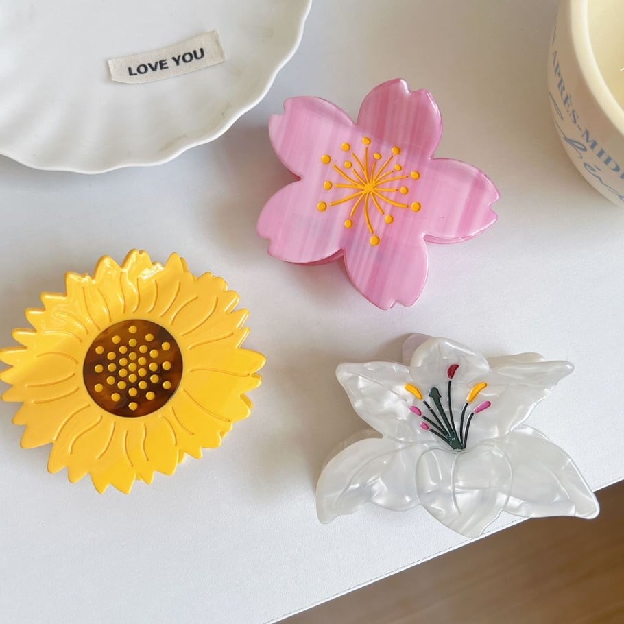 1 paar Simple Series Sweet Flower Acetate haarklemmen voor dames Afbeelding4