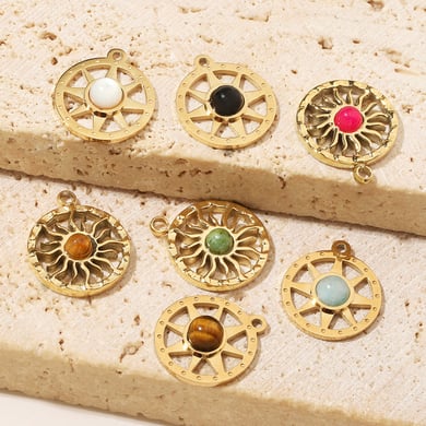 1 pieza de colgantes clásicos de piedras naturales de colores para mujer h5 Imagen4