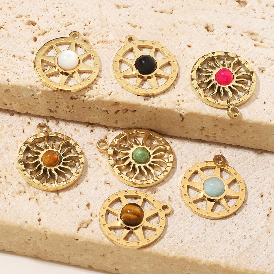 1 pieza de colgantes clásicos de piedras naturales de colores para mujer Imagen4